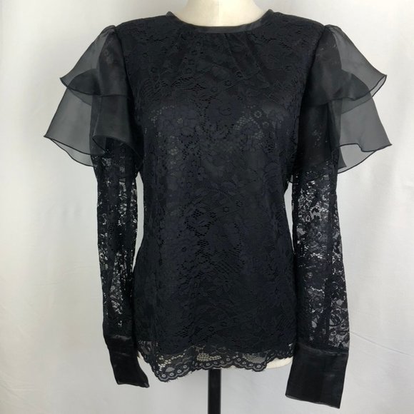 Rachel Parcell Lace Top with Shoulder Flutter - Picture 3 of 8